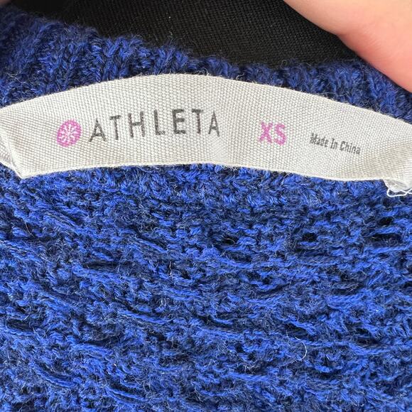 ATHLETA Blue Sweater Wool Ribbed Crew Neck Knit Classic Fit Size X-Small XS - Picture 6 of 8